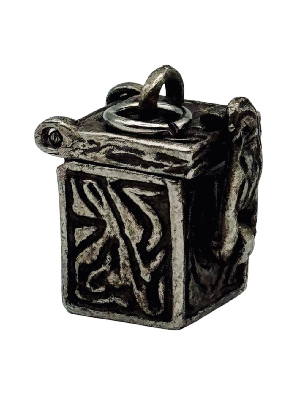 Vintage Silver Stash Prayer Box Pendant Charm Silver Tone Hinged 13mm x 9mm